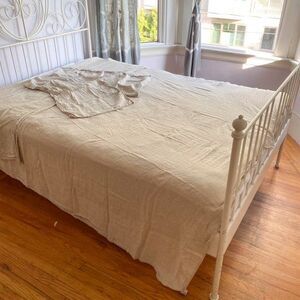 Brooklinen Washed Linen King Flat Sheet 2 King Pillowcase Beige Made in Portugal